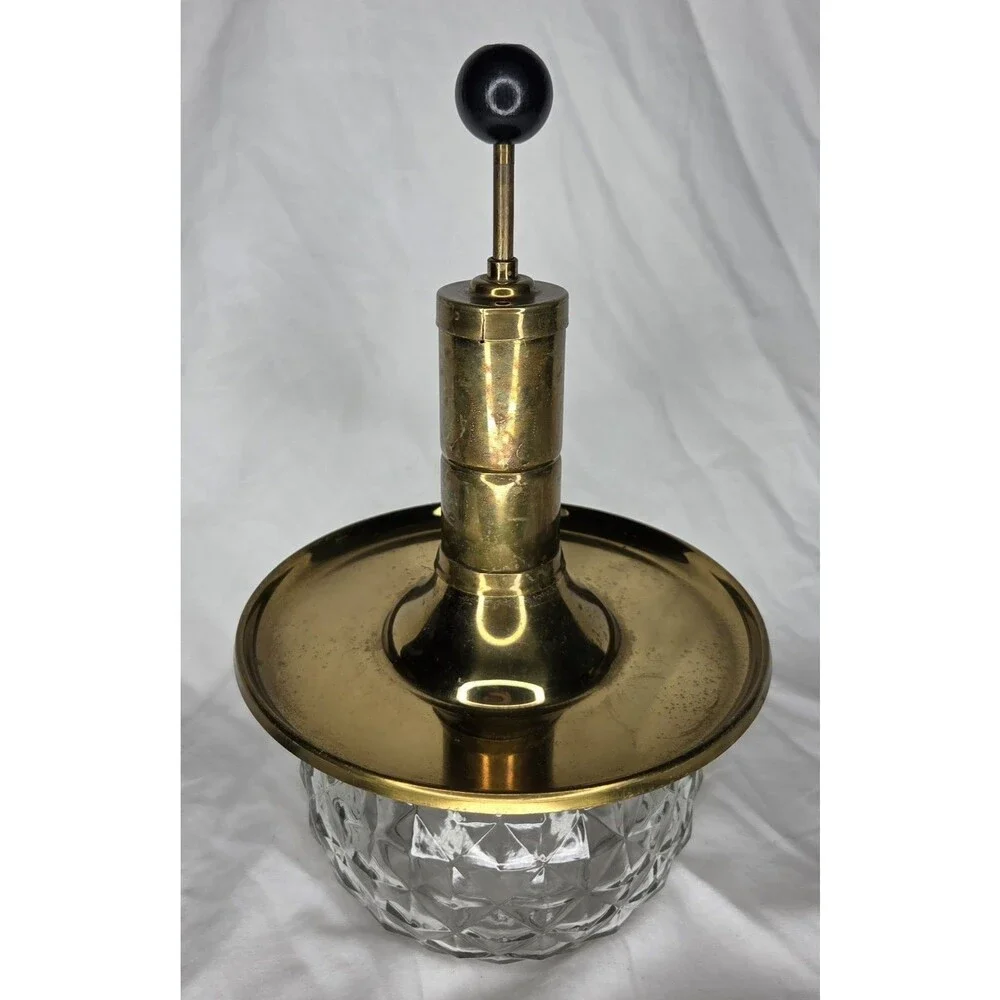 Vintage Park Sherman MCM Brass/Glass Liquor Decanter With Tray & 5 Glasses 1960s